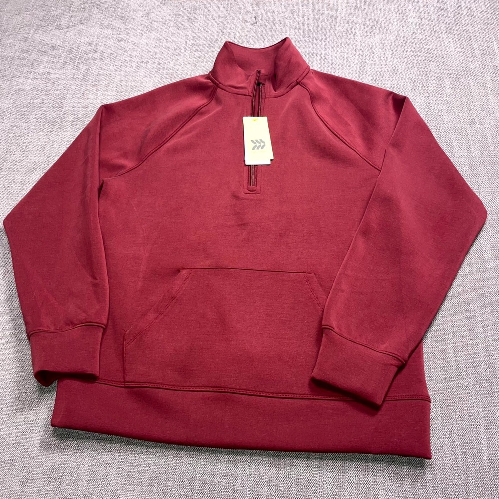 All in Motion Airy Sleek Sweatshirt Women's XS Maroon Stretch Comfort Half Zip